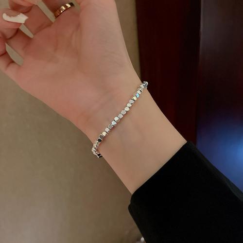 hématite non magnétique bracelet, pour femme, argent, Longueur 19 cm, Vendu par PC