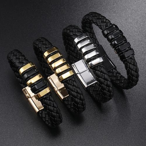 PU Leather Cord Bracelets, Tibetan Style, with Magnet & PU Leather, plated, for man, more colors for choice, nickel, lead & cadmium free, Sold By PC