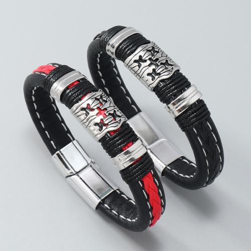 PU Leather Cord Bracelets, Tibetan Style, with Magnet & PU Leather, plated, Unisex, more colors for choice, Sold By PC