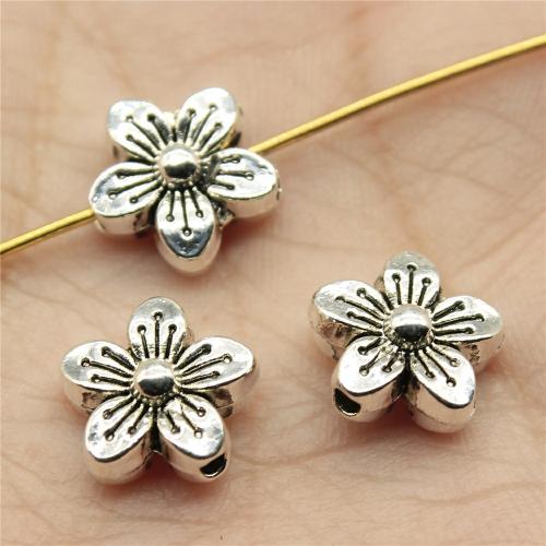 Zink Alloy Flower Pärlor, Blomma, antik silver pläterad, DIY, 10x10x5mm, Säljs av PC