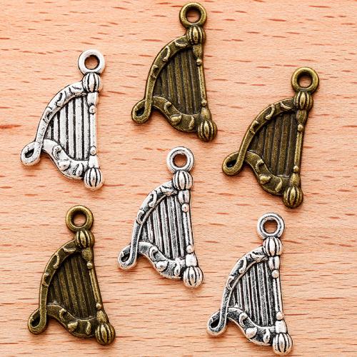 Musical Instrument Shaped Tibetan Style Pendants, Harp, plated, DIY, more colors for choice, 21x13mm, 100PC/Bag, Sold By Bag