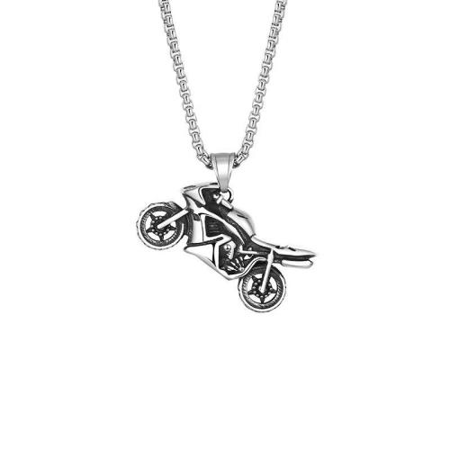 304 Stainless Steel Necklace, with Tibetan Style pendant, Motorcycle, plated, vintage & for man, more colors for choice, Length:Approx 27.6 Inch, Sold By PC