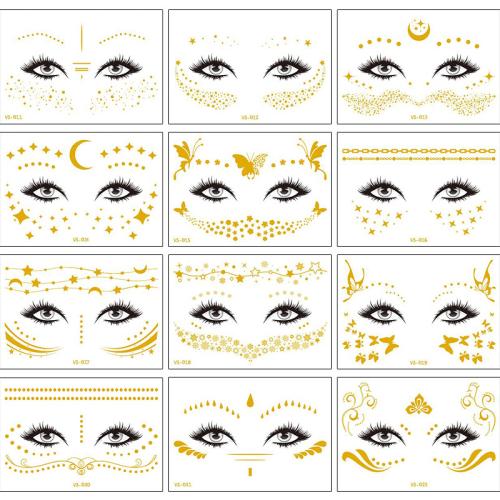 Paper Tattoo Sticker, with PET, water transfer painting, different designs for choice & gold accent, gold, 150x105mm, Sold By PC