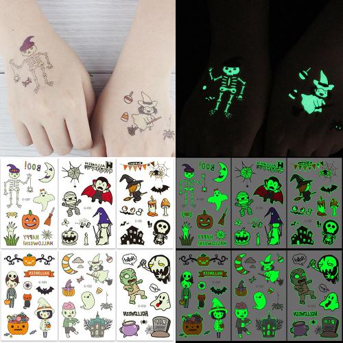 Paper Tattoo Sticker with PET water transfer painting Halloween Design & for children & luminated Sold By PC