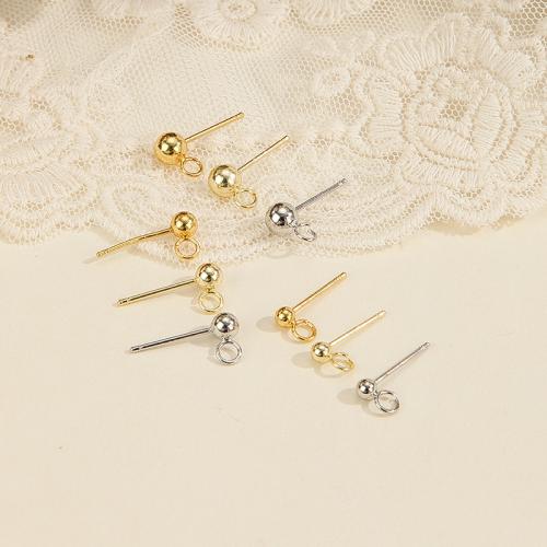 Brass Earring Stud Component, DIY & with loop & different size for choice, more colors for choice, 10PCs/Bag, Sold By Bag