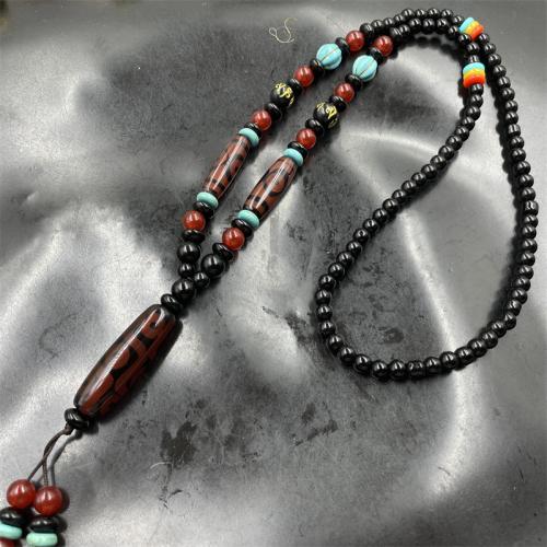 Sweater Chain Necklace, Tibetan Agate, with Glass Beads & Acrylic, fashion jewelry & Unisex, more colors for choice, Length:Approx 70 cm, Sold By PC