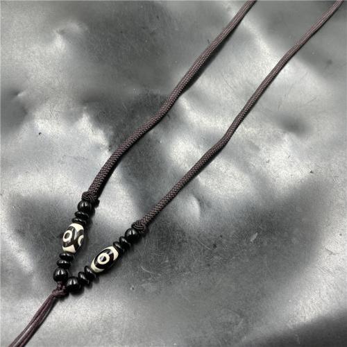 Sweater Chain Necklace, Tibetan Agate, with Knot Cord, fashion jewelry & Unisex & different styles for choice, coffee color, Length:Approx 75 cm, Sold By PC