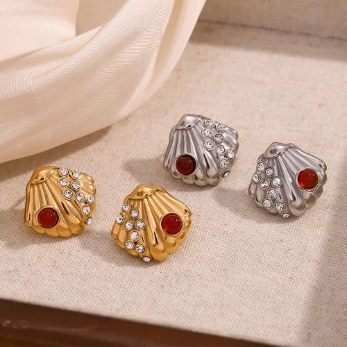 Stainless Steel Stud Earrings 304 Stainless Steel fashion jewelry & for woman & with rhinestone Sold By Pair