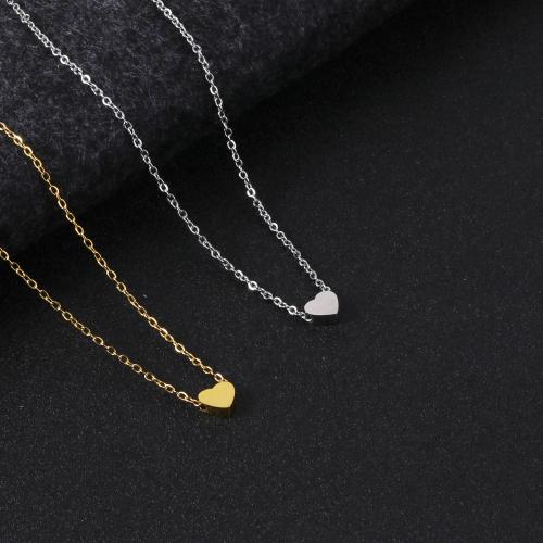 Stainless Steel Jewelry Necklace, 304 Stainless Steel, with 5cm extender chain, Heart, polished, fashion jewelry & for woman, more colors for choice, 7x7.50mm, Length:Approx 45 cm, Sold By PC