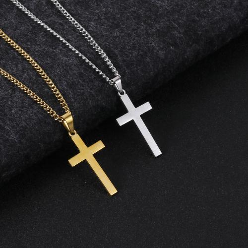 Couple Necklace, 304 Stainless Steel, with 5cm extender chain, Cross, polished, fashion jewelry & Unisex, more colors for choice, 20x37mm, Length:Approx 50 cm, Sold By PC