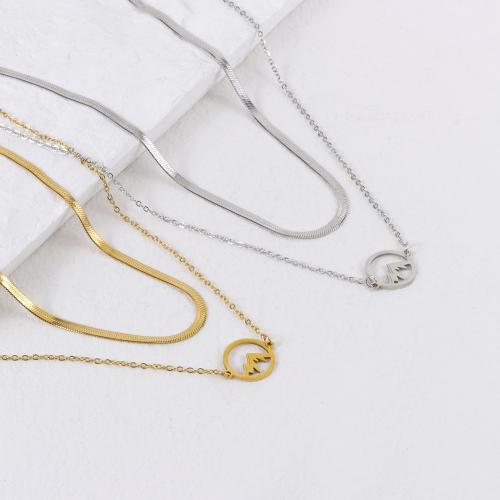 Stainless Steel Jewelry Necklace, 304 Stainless Steel, with 5cm extender chain, Double Layer & fashion jewelry & for woman, more colors for choice, 19x15mm, Length:Approx 40 cm, Approx 44 cm, Sold By PC