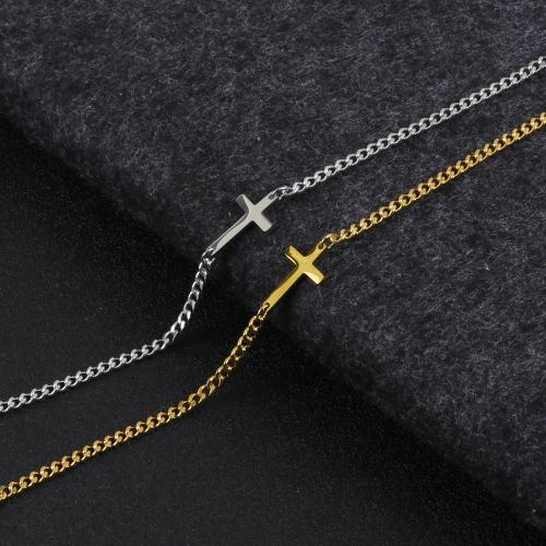 Stainless Steel Jewelry Bracelet 304 Stainless Steel with 5cm extender chain Cross fashion jewelry & Unisex Length Approx 20 cm Sold By PC