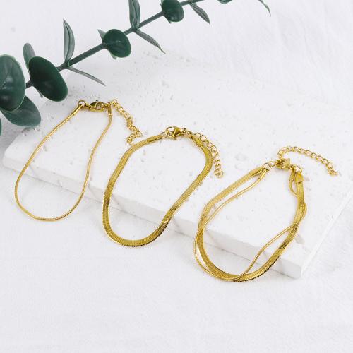 Stainless Steel Jewelry Bracelet, 304 Stainless Steel, with 5cm extender chain, fashion jewelry & different styles for choice & for woman, golden, Length:Approx 17 cm, Sold By PC