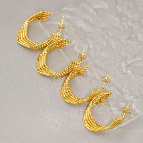 Boucle d'oreille de gaujon en acier inoxydable, Acier inoxydable 304, Plaqué or 18K, bijoux de mode & styles différents pour le choix & pour femme, doré, Vendu par paire