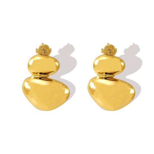 Stainless Steel Stud Earrings, 304 Stainless Steel, 18K gold plated, fashion jewelry & for woman, golden, 25x22mm, Sold By Pair