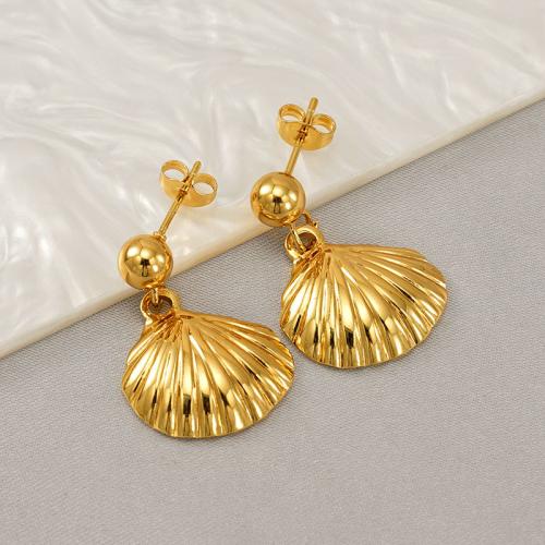 Stainless Steel Drop Earring 304 Stainless Steel Shell 18K gold plated fashion jewelry & for woman golden Sold By Pair