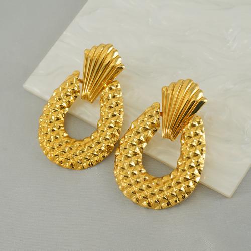 Pendientes de Acero Inoxidable, acero inoxidable 304, 18K chapado en oro, Joyería & para mujer, dorado, 52x35mm, Vendido por Par