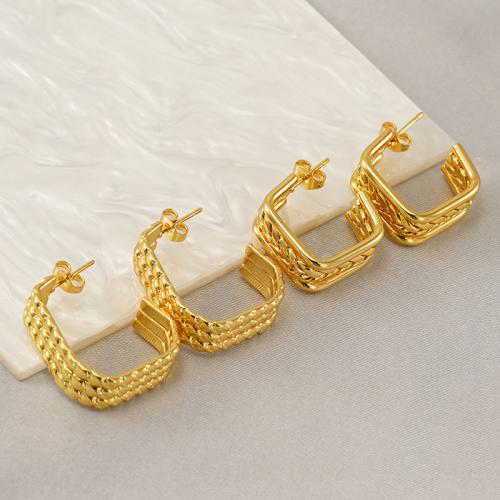 Stainless Steel Stud Earrings 304 Stainless Steel 18K gold plated fashion jewelry & for woman golden Sold By Pair