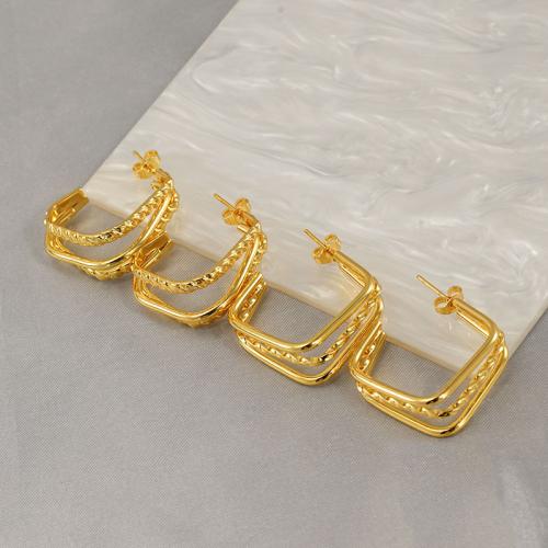 Pendientes de Acero Inoxidable, acero inoxidable 304, 18K chapado en oro, Joyería & diferentes estilos para la opción & para mujer, dorado, Vendido por Par