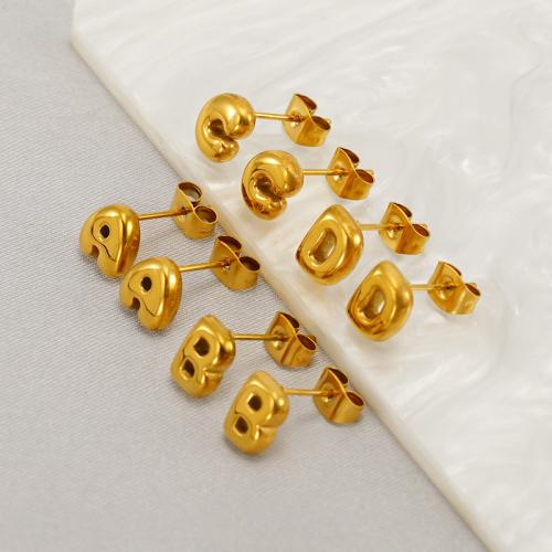 Stainless Steel Stud Earrings, 304 Stainless Steel, 18K gold plated, fashion jewelry & different styles for choice & for woman, golden, 7x7mm, Sold By Pair