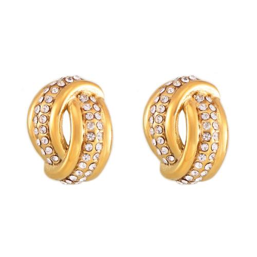 Boucle d'oreille Acier Titane, avec Tchèque, bijoux de mode & pour femme, plus de couleurs à choisir, 19x15mm, Vendu par paire