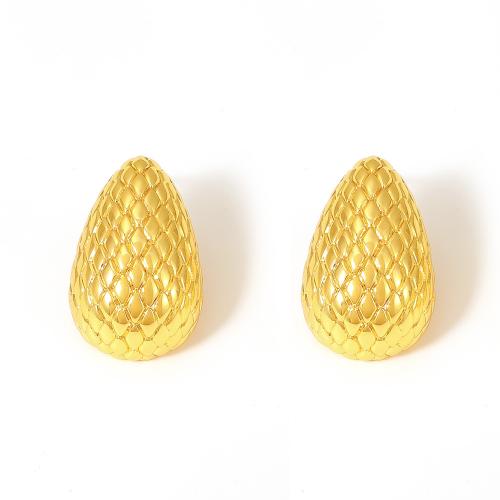 Brass Stud Earring Teardrop 18K gold plated fashion jewelry & for woman golden Sold By Pair