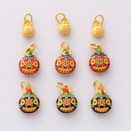 Tibetan Style émail Pendants, alliage de zinc, Placage de couleur d'or, Forme différente pour le choix & DIY, plus de couleurs à choisir, protéger l'environnement, sans nickel, plomb et cadmium, Environ 100PC/sac, Vendu par sac