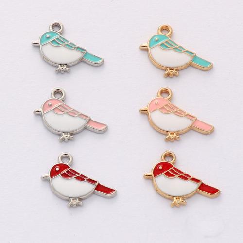 Zinc Alloy émail Pendants, alliage de zinc, oiseau, Placage, DIY, plus de couleurs à choisir, protéger l'environnement, sans nickel, plomb et cadmium, 10x20mm, Environ 100PC/sac, Vendu par sac