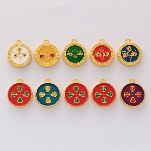 Zinc Alloy Enamel Pendants gold color plated double-sided enamel & DIY nickel lead & cadmium free Approx Sold By Bag