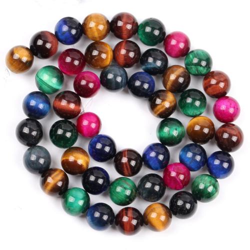 Natural Tiger Eye Beads, Round, DIY, multi-colored, nickel, lead & cadmium free, 8mm, Sold Per Approx 38 cm Strand