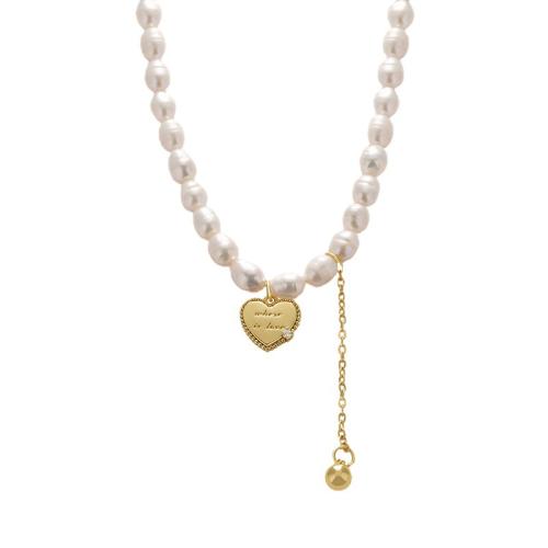 Natural Freshwater Pearl Necklace with Zinc Alloy with 6cm extender chain fashion jewelry white Length 36 cm Sold By PC