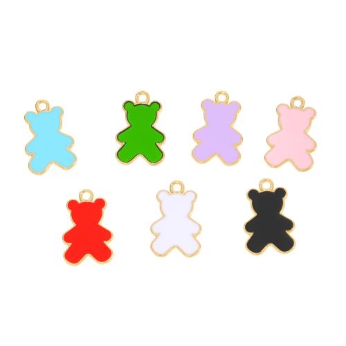 Zinc Alloy Enamel Pendants Bear gold color plated DIY nickel lead & cadmium free Sold By Bag