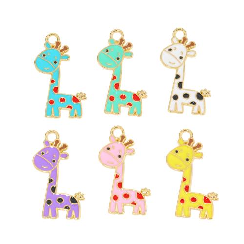 Zinc Alloy Enamel Pendants Giraffe plated DIY nickel lead & cadmium free Sold By Bag