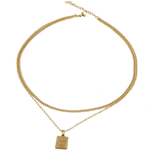 Stainless Steel Jewelry Necklace, 304 Stainless Steel, Double Layer & fashion jewelry & Unisex, gold, Sold By PC