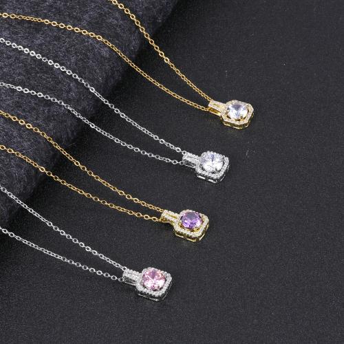 Stainless Steel Jewelry Necklace 304 Stainless Steel with Brass with 5cm extender chain plated fashion jewelry & for woman & with rhinestone Length 45 cm Sold By PC