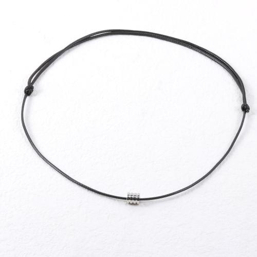 Edelstahl Schmuck Halskette, 304 Edelstahl, mit Lederband, poliert, Modeschmuck & für den Menschen, schwarz, Länge 60 cm, verkauft von PC