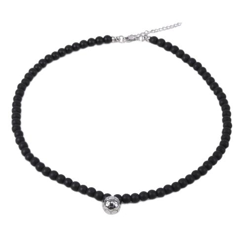 Edelstahl Schmuck Halskette, 304 Edelstahl, mit Abrazine Stein, mit Verlängerungskettchen von 5cm, Modeschmuck & für den Menschen, schwarz, Länge 45 cm, verkauft von PC