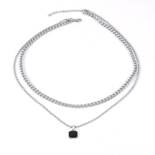 Collier de bijoux en acier inoxydable, Acier inoxydable 304, Double couche & bijoux de mode & pour homme, couleur originale, Vendu par PC