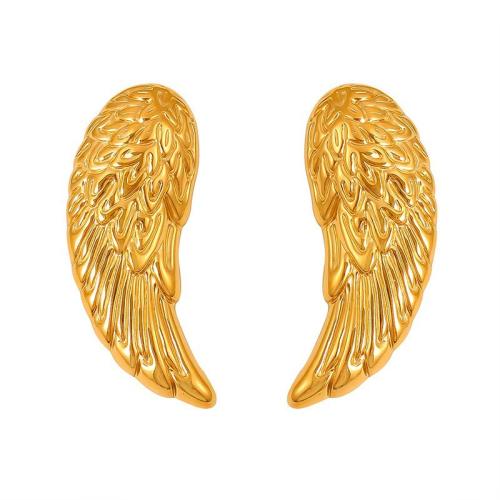 Titanium Steel  Earring Wing Shape plated fashion jewelry & for woman Sold By Pair