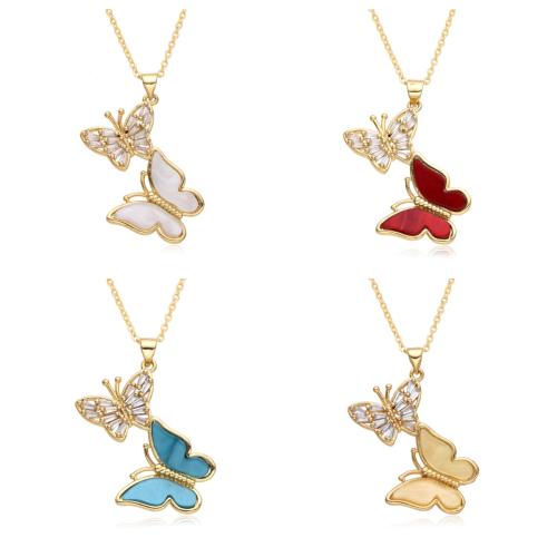 Cubic Zircon Micro Pave Brass Necklace, with Gemstone, plated, micro pave cubic zirconia & for woman, more colors for choice, Length:Approx 41-50 cm, Sold By PC