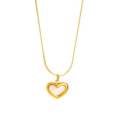 Collar de Acero Titanio, Partículas de acero, Corazón, chapado, diferentes estilos para la opción & para mujer, dorado, longitud:aproximado 41-50 cm, Vendido por UD