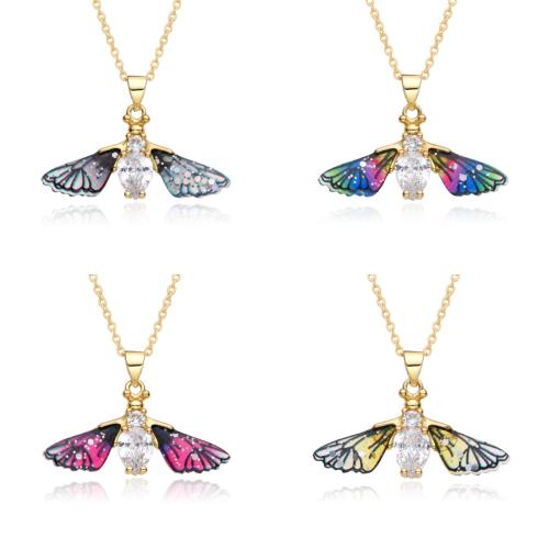 Collier en laiton cubique Zircon Micro Pave, avec résine, abeille, Placage, pavé de micro zircon & pour femme, plus de couleurs à choisir, Longueur:Environ 41-50 cm, Vendu par PC