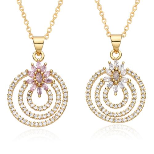 Cubic Zircon Micro Pave Brass Necklace plated micro pave cubic zirconia & for woman Length Approx 41-50 cm Sold By PC