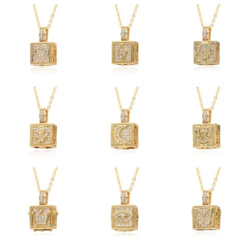 Cubic Zircon Micro Pave Brass Necklace, plated, different styles for choice & micro pave cubic zirconia & for woman, gold, Length:Approx 41-50 cm, Sold By PC