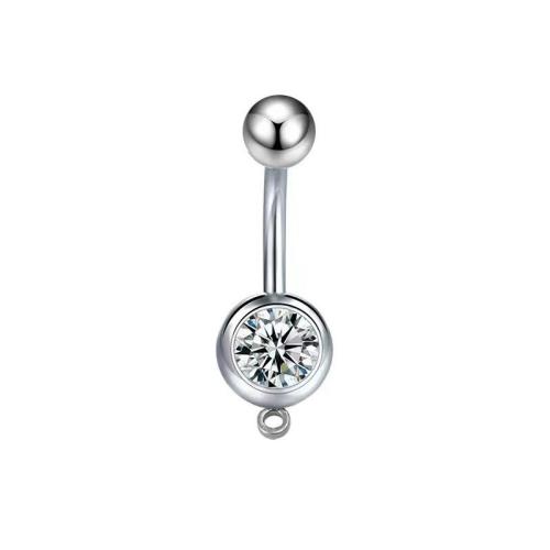 Stainless Steel Belly Ring, 304 Stainless Steel, Unisex & different styles for choice & micro pave cubic zirconia, more colors for choice, Sold By PC