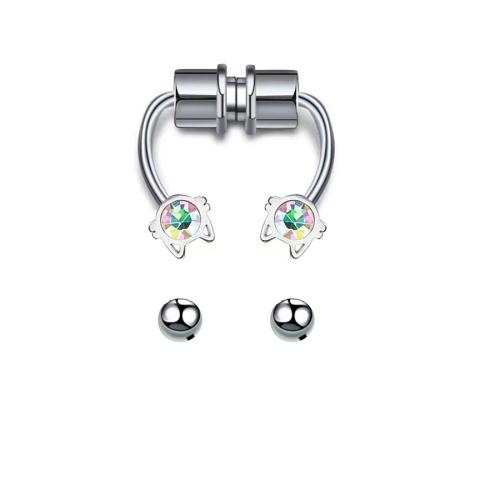 Stainless Steel Nose Piercing Jewelry, 304 Stainless Steel, with Magnet & Plastic Pearl, Unisex & different styles for choice & micro pave cubic zirconia & enamel, more colors for choice, Sold By PC