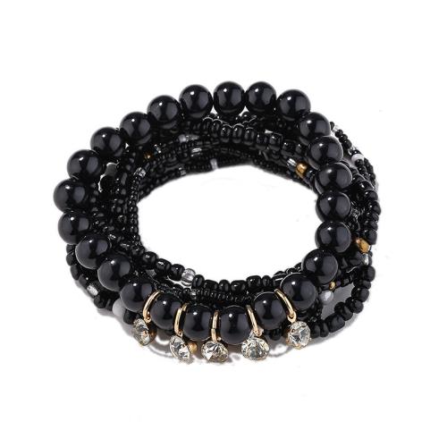 Tibetan Style Bracelet, with Glass Beads & Seedbead, nine pieces & micro pave cubic zirconia & for woman, more colors for choice, Length:Approx 16 cm, 10Sets/Bag, Sold By Bag