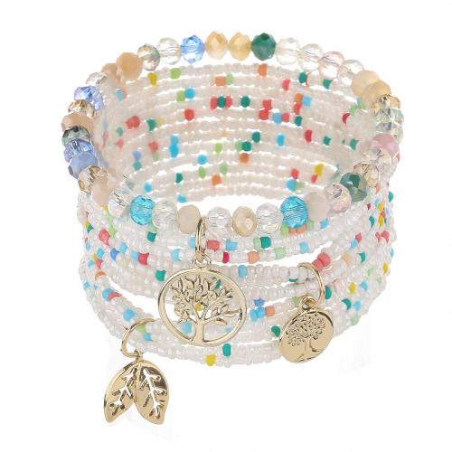 Bracciale in lega di zinco, lega in zinco, with Perle di vetro & Seedbead & cristallo & perla in plastica, stili diversi per la scelta & per la donna, nessuno, Venduto da set