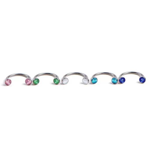 Stainless Steel Nose Piercing Jewelry 304 Stainless Steel with Cats Eye polished multifunctional & Unisex Sold By PC