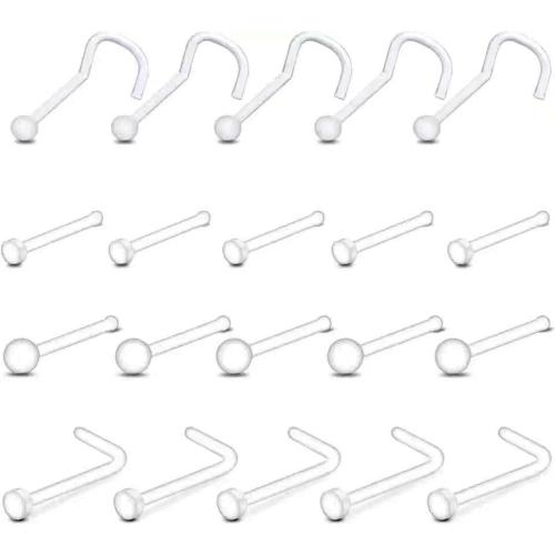 Fashion Personality Body Piercing Jewelry And Accessories, Acrylic, polished, 20 pieces & Unisex, clear, 0.80x7x2mm, Sold By Set